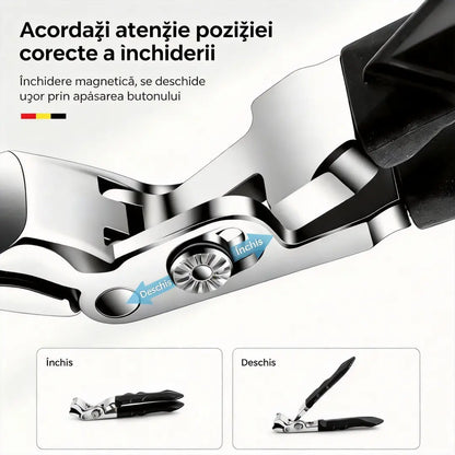 Cleşte de unghii ergonomic din oțel inoxidabil pentru seniori – mâner lung antialunecare pentru unghii groase (mâini și picioare)